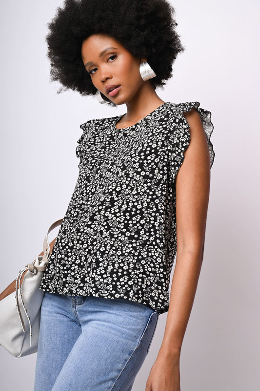 Top con manica aletta
