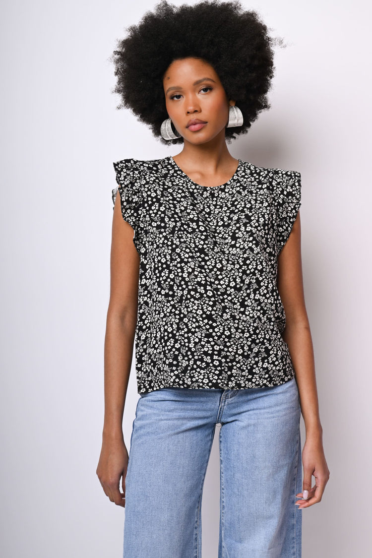 Floral print frills top