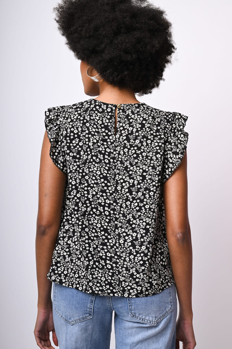 Floral print frills top