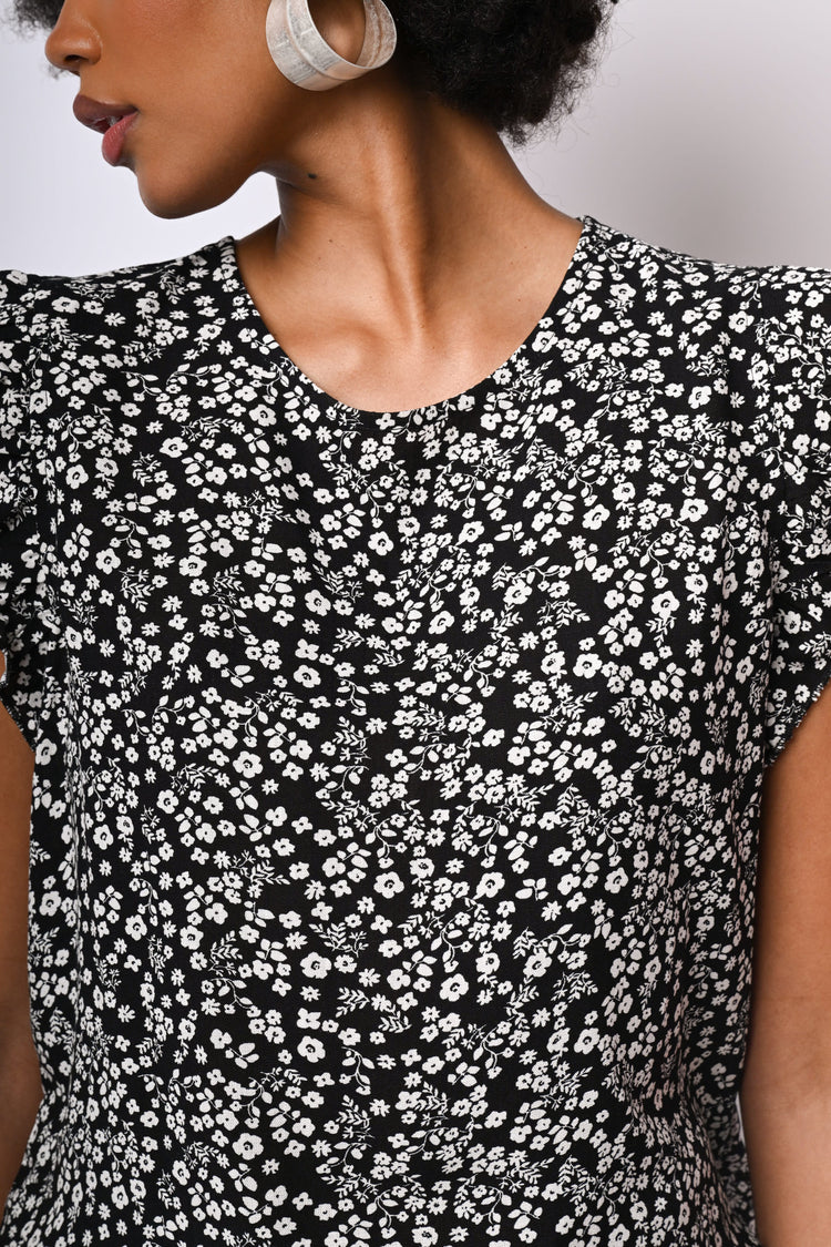 Floral print frills top