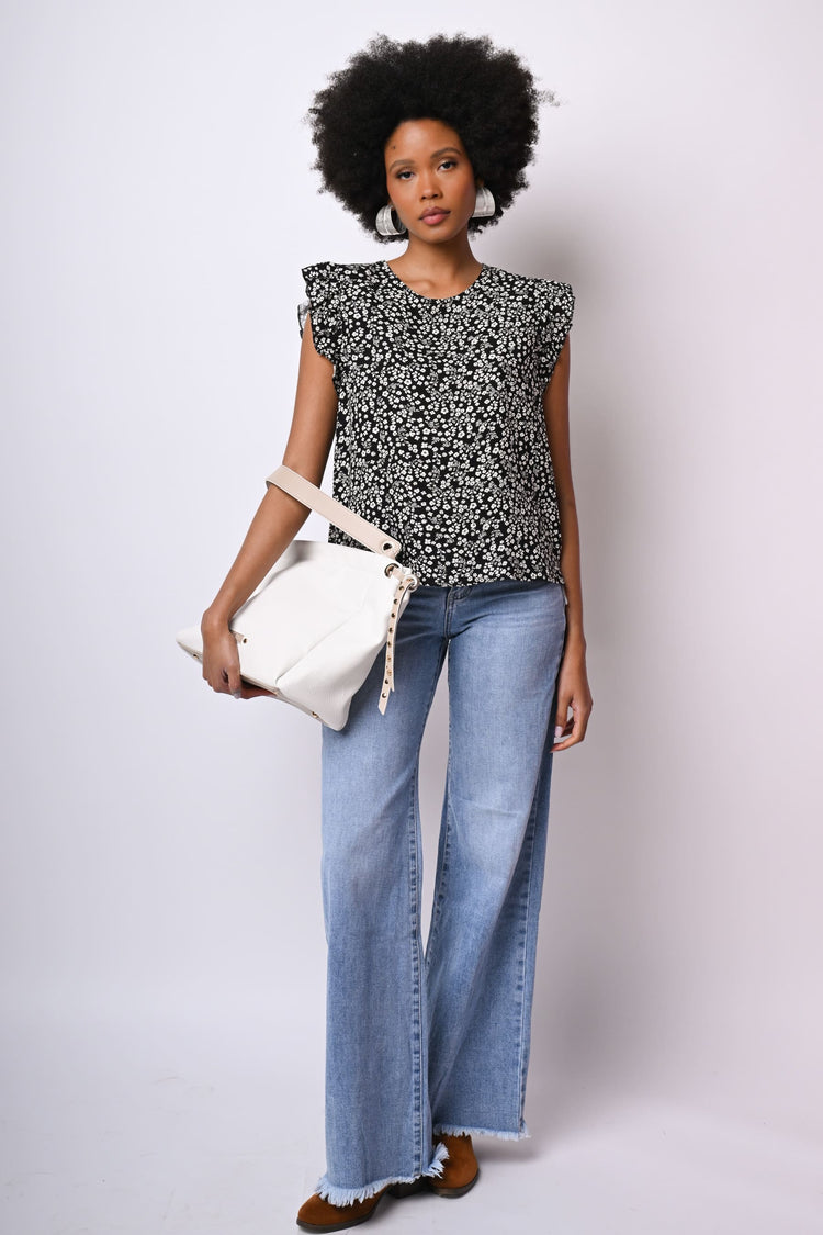 Floral print frills top
