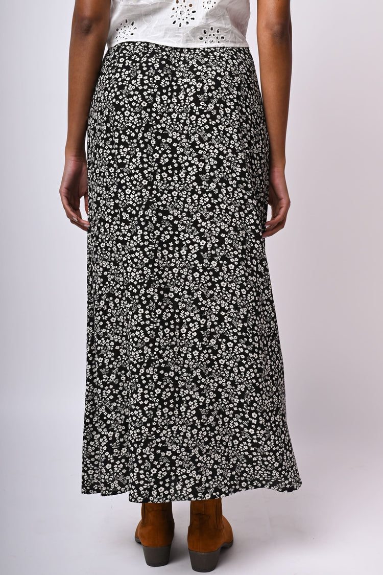 Floral print buttoned maxi skirt
