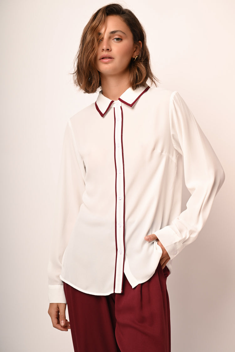 Contrast piping shirt