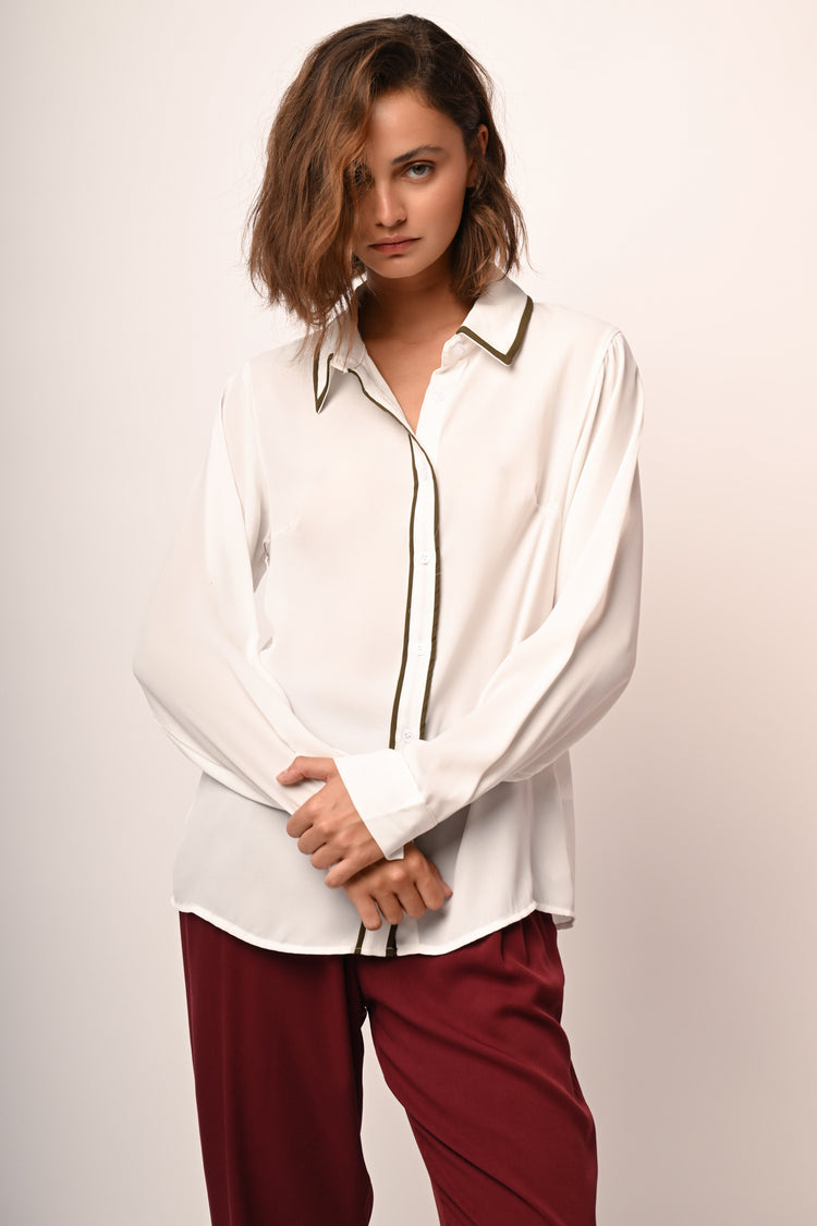 Contrast piping shirt