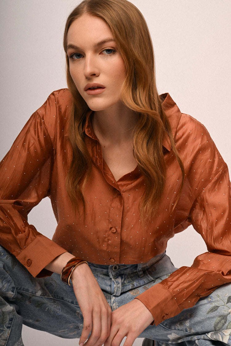 Mini studs organza shirt