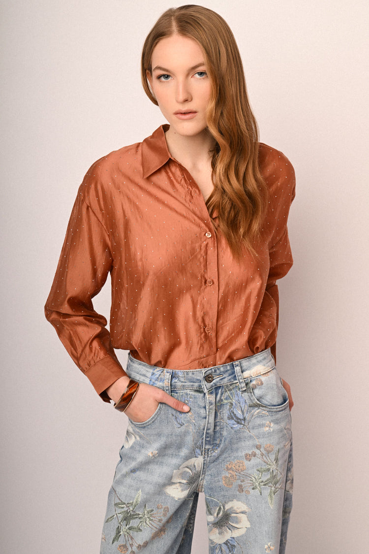 Mini studs organza shirt