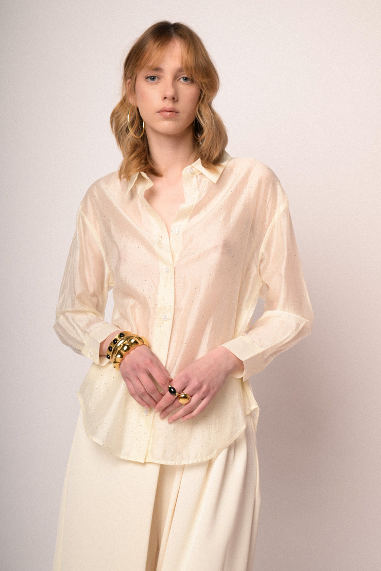 Mini stud ivory organza shirt