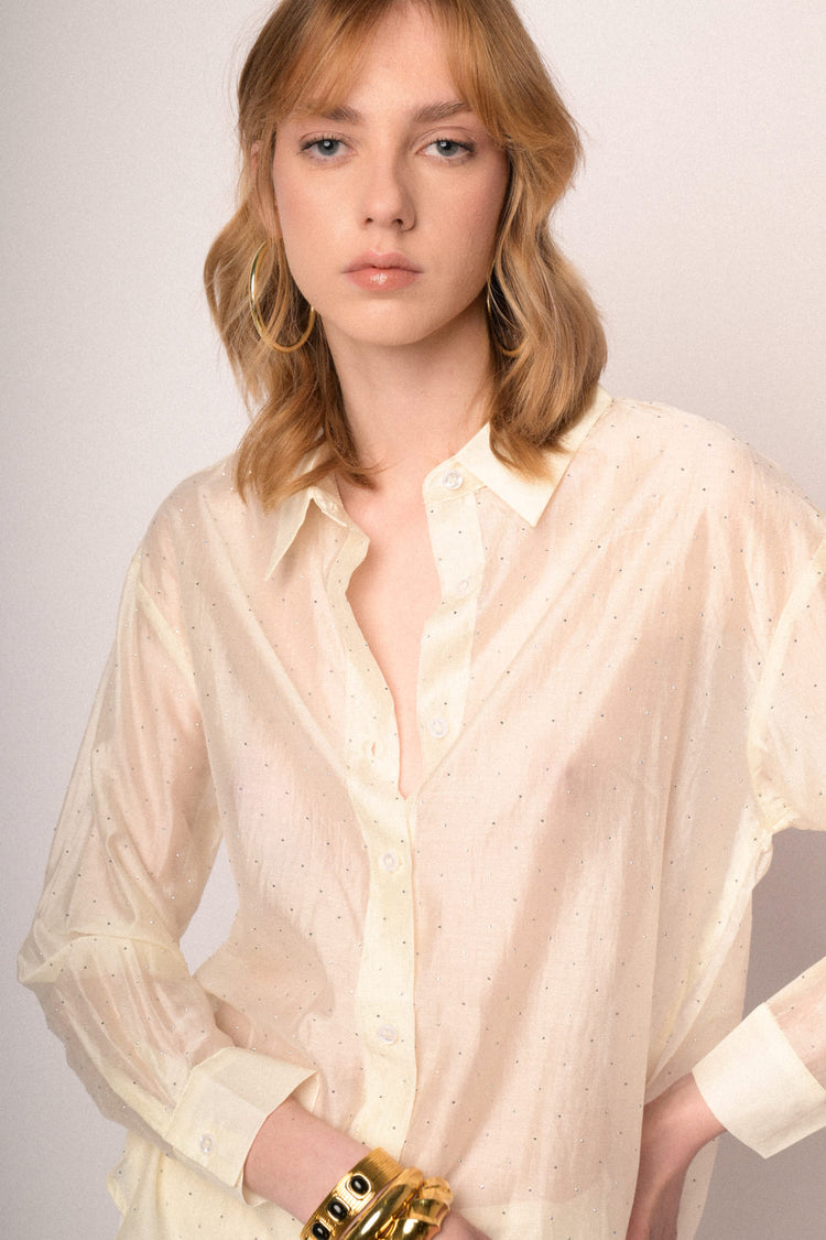 Mini stud ivory organza shirt