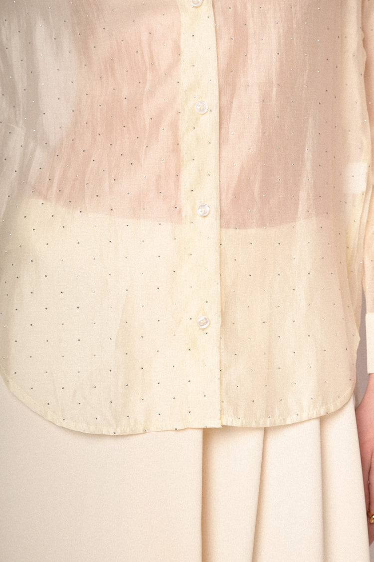 Mini stud ivory organza shirt