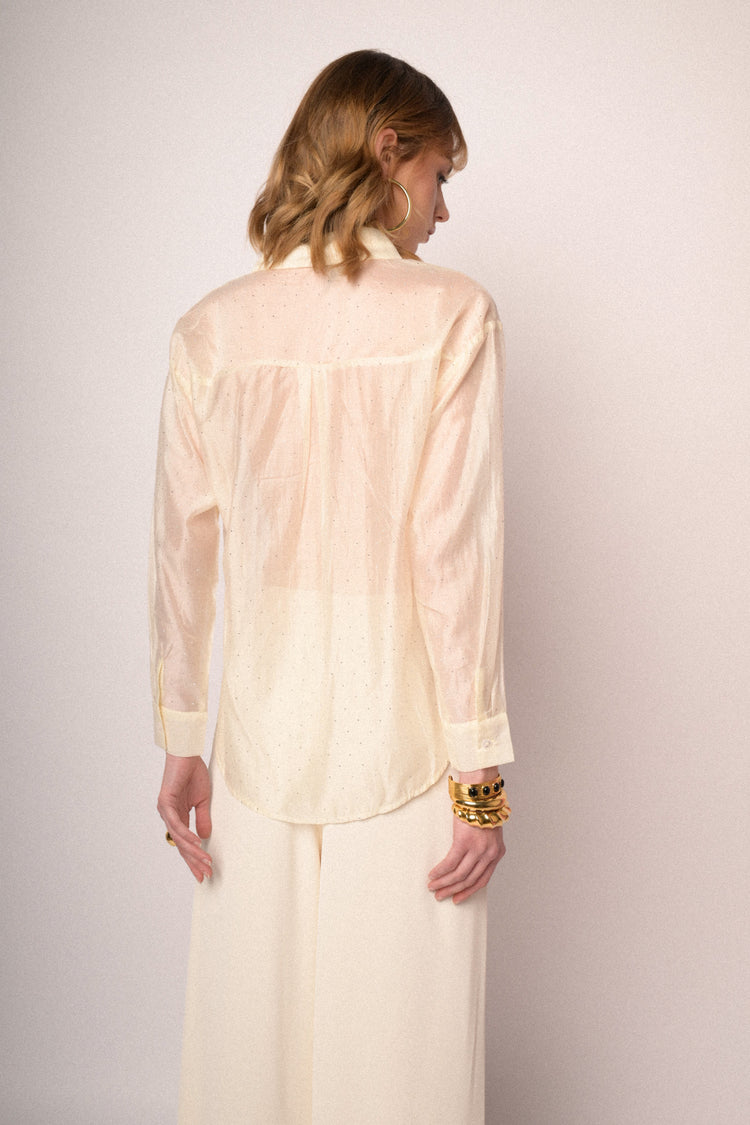 Mini stud ivory organza shirt