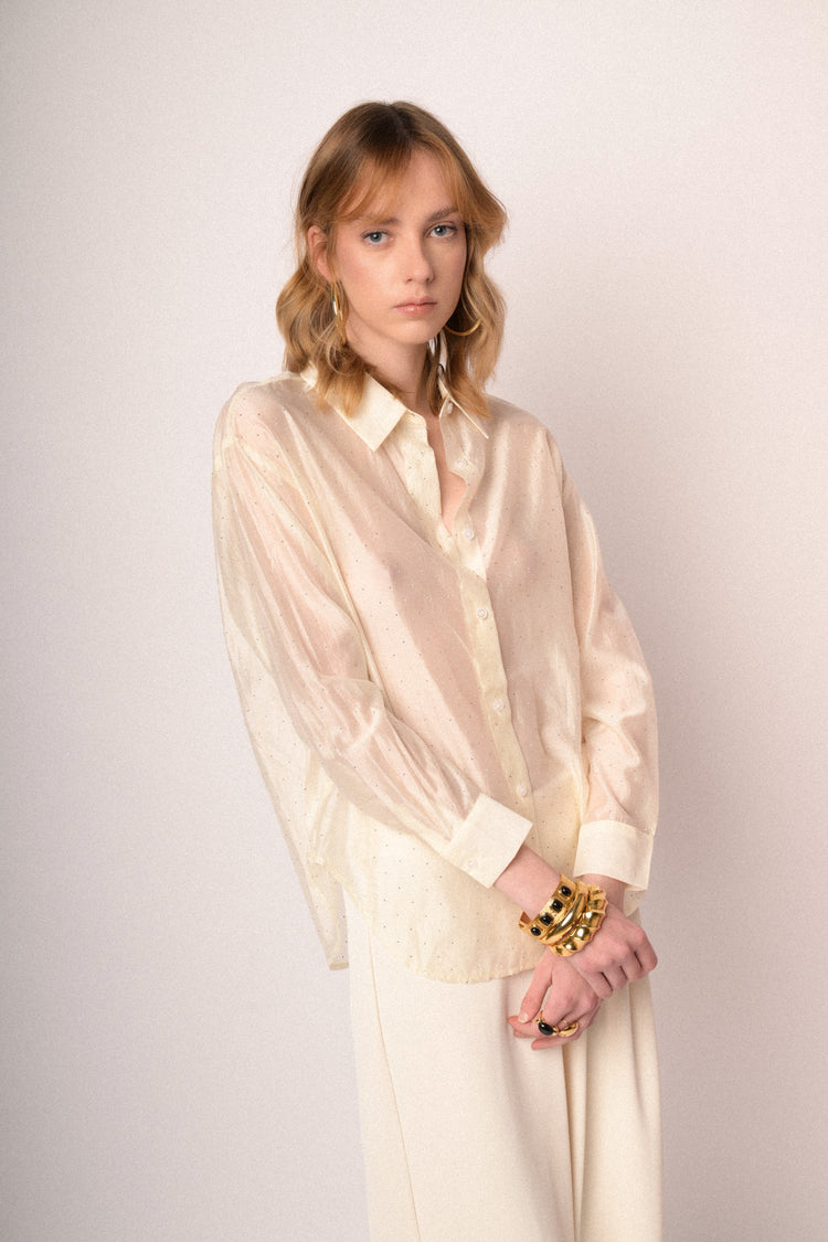 Mini stud ivory organza shirt