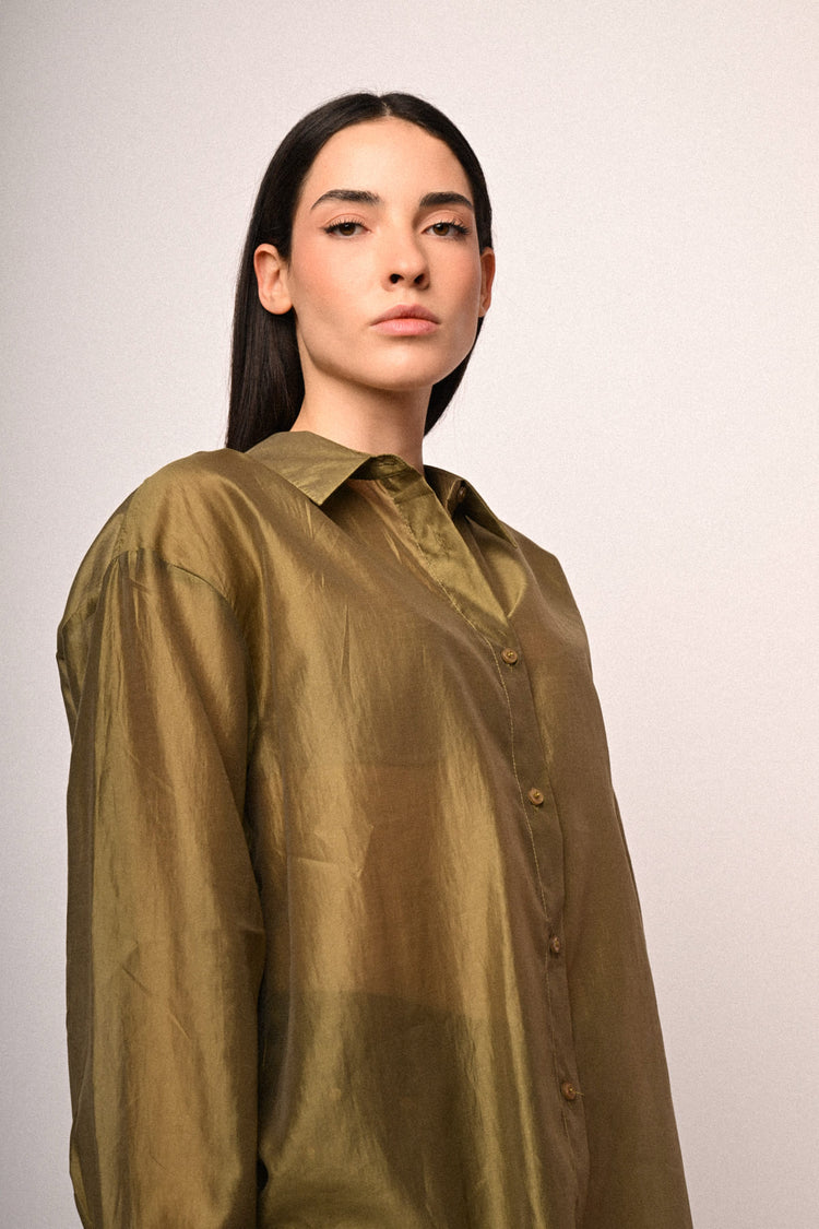 Lyocell-blend organza shirt