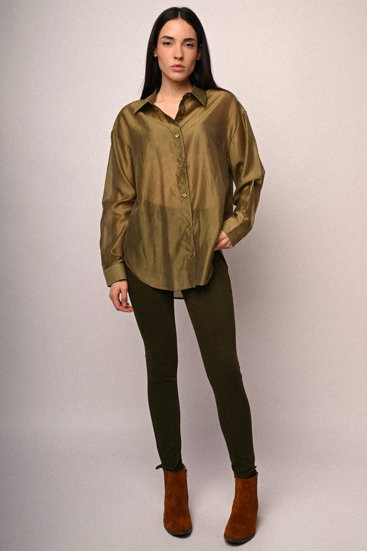 Lyocell-blend organza shirt