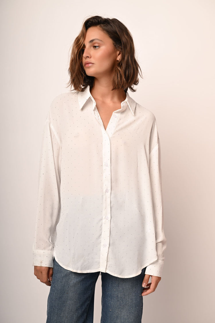Rhinestone oversized shirt