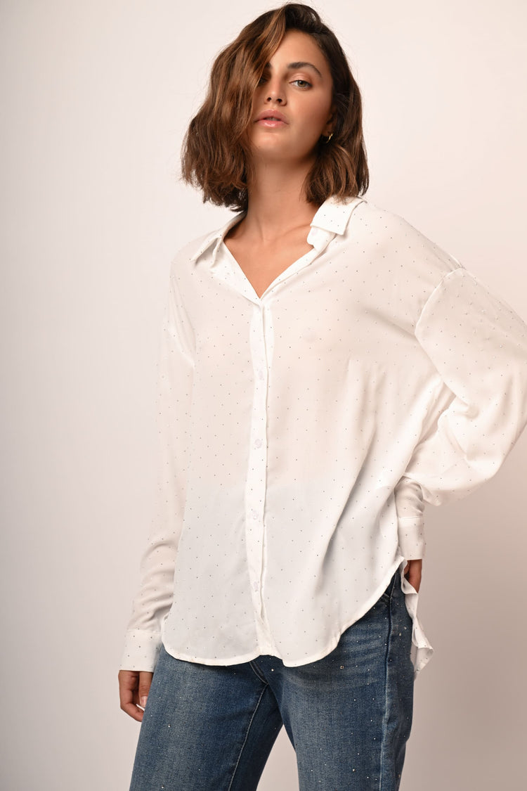 Rhinestone oversized shirt