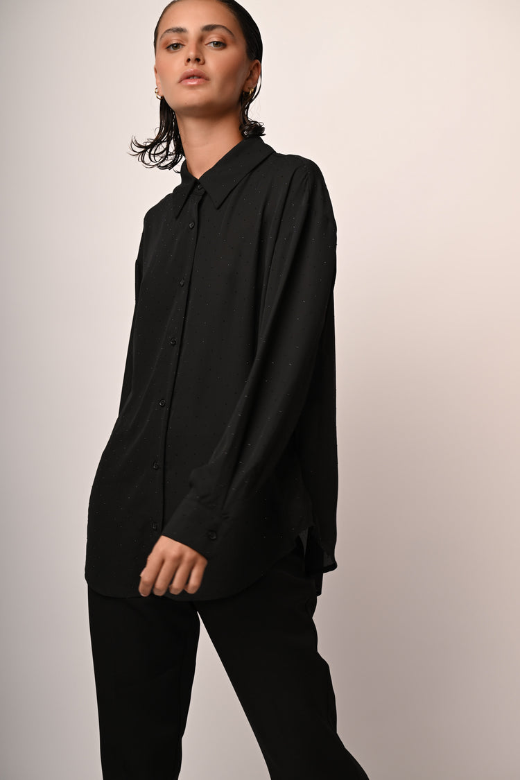 Rhinestone oversized shirt
