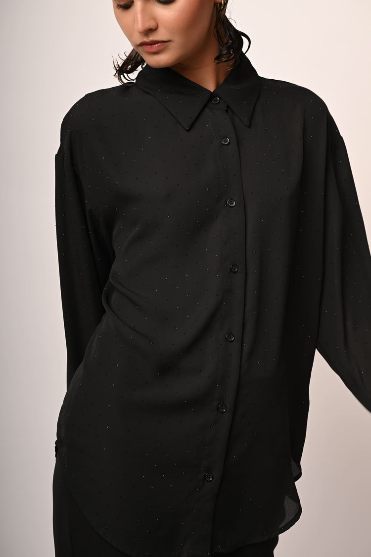 Rhinestone oversized shirt