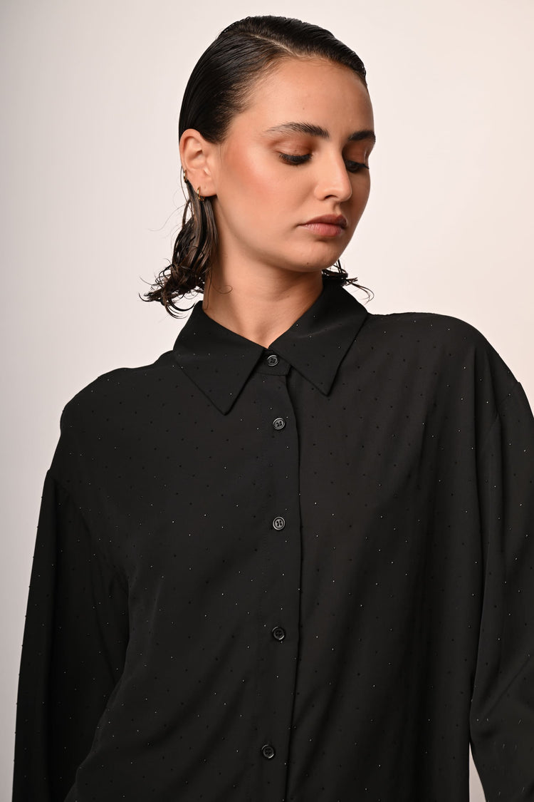 Rhinestone oversized shirt
