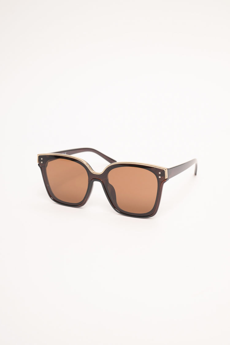 Brown rectangular sunglasses