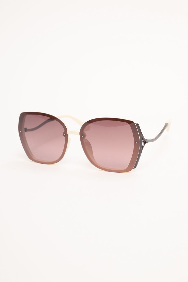 Beige and pink square sunglasses