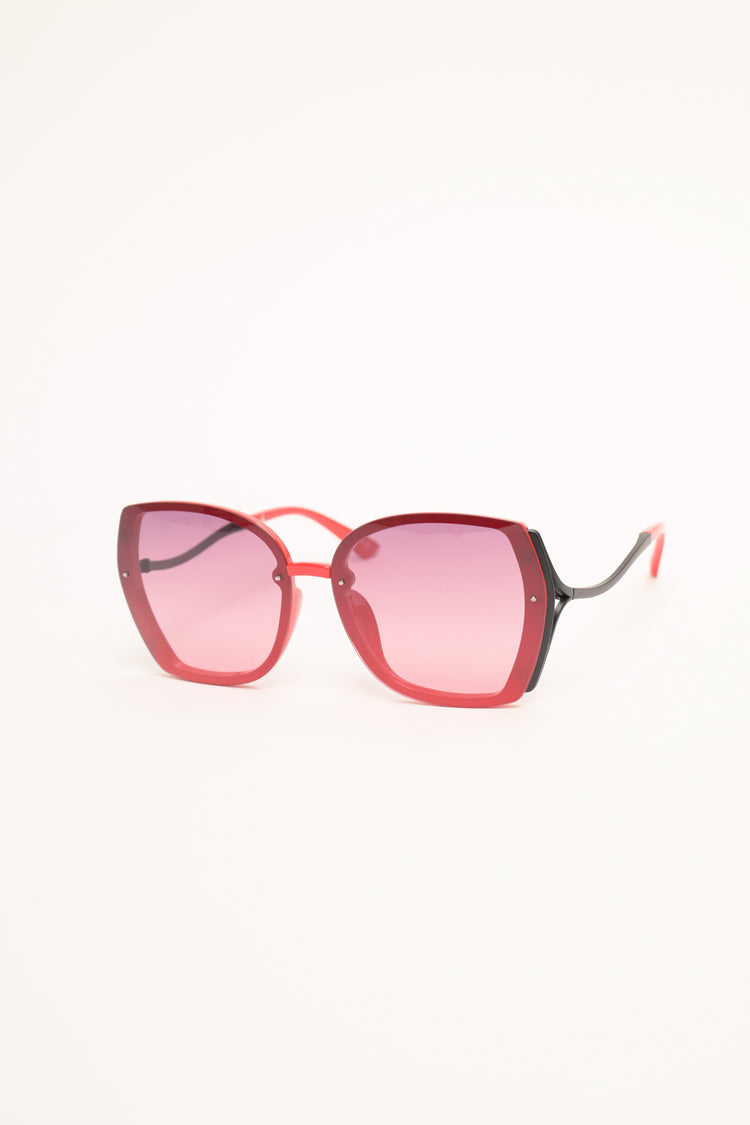 Burgundy square sunglasses