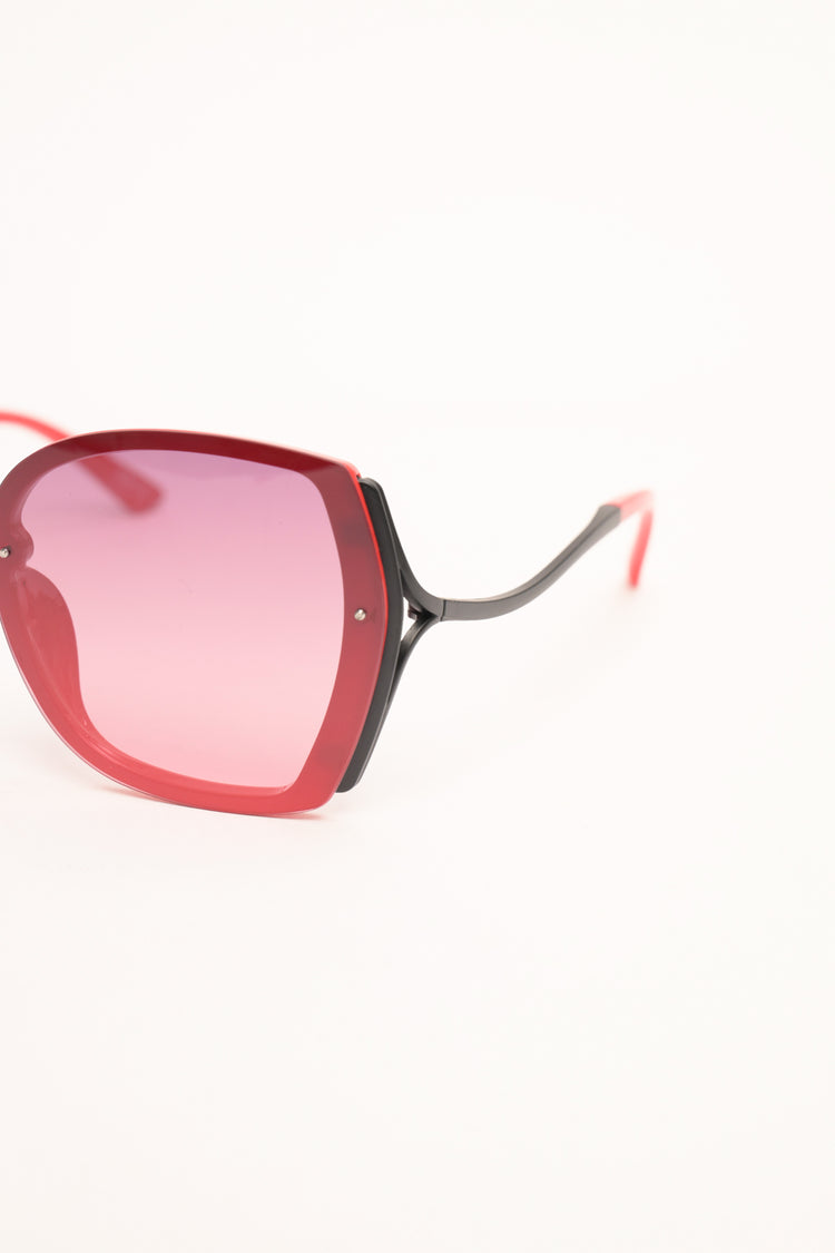 Burgundy square sunglasses