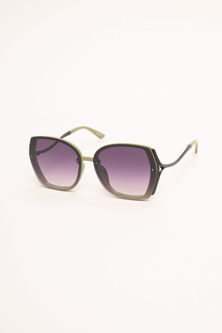 Olive green square sunglasses