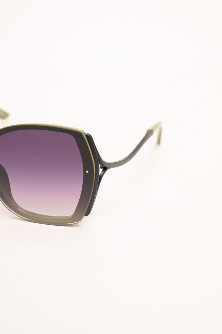 Olive green square sunglasses