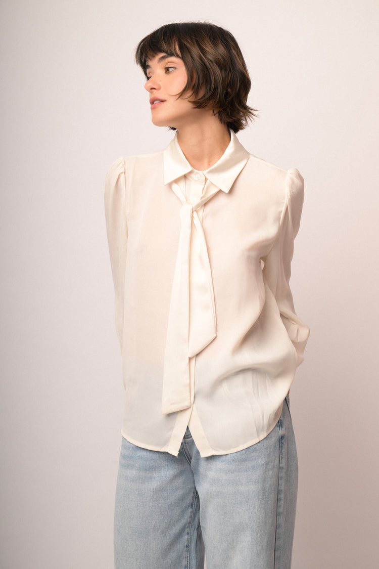 Camicia con cravatta lucida