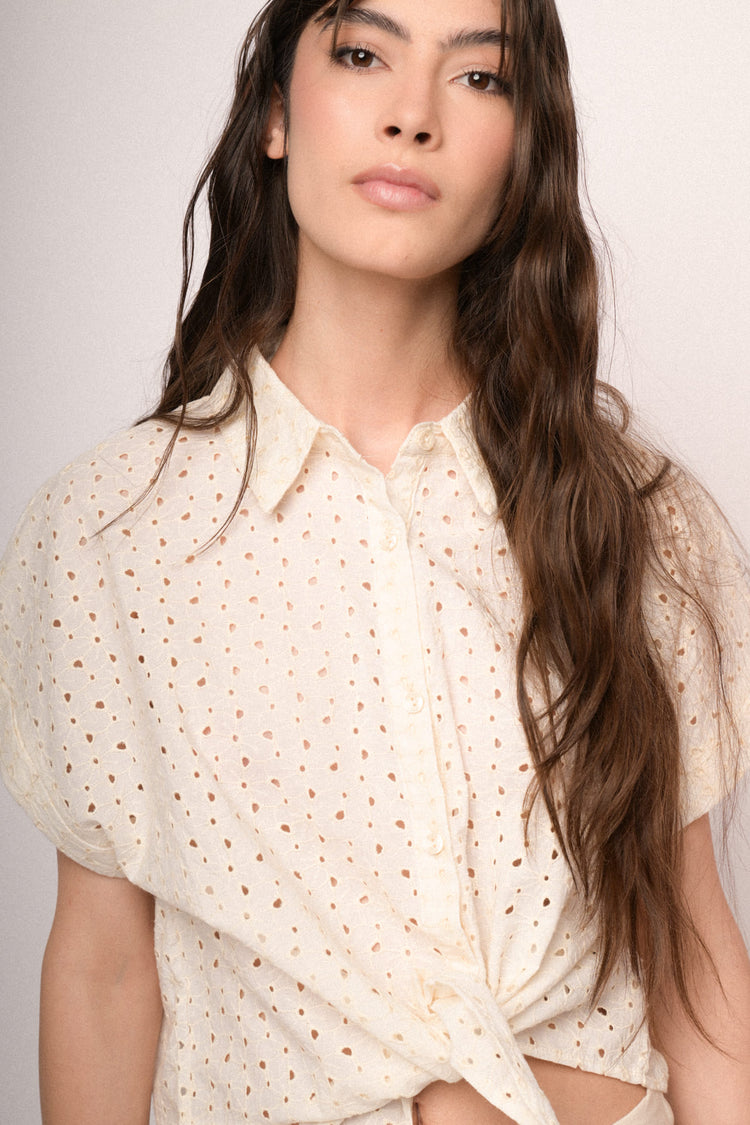 Beige broderie anglaise shirt