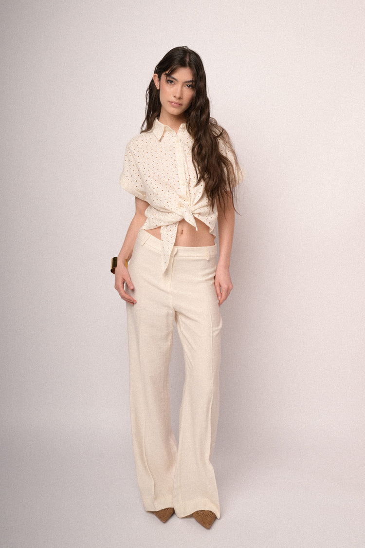Beige broderie anglaise shirt