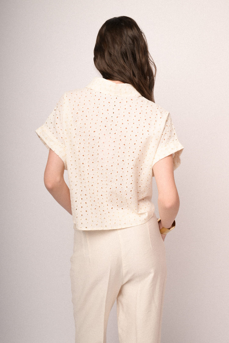 Beige broderie anglaise shirt