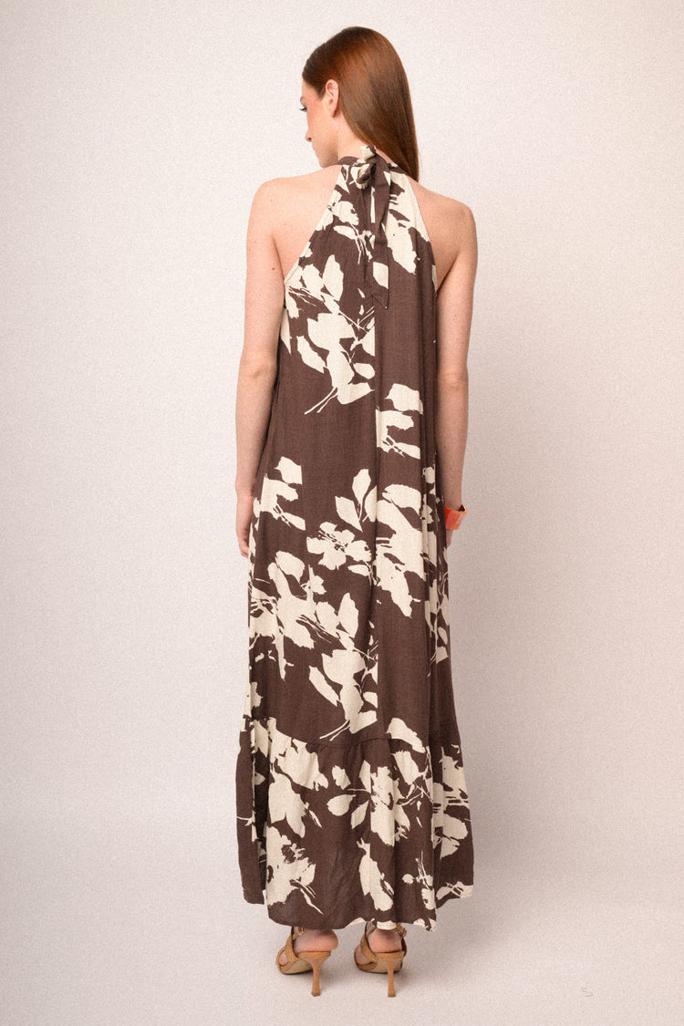 Brown floral long dress
