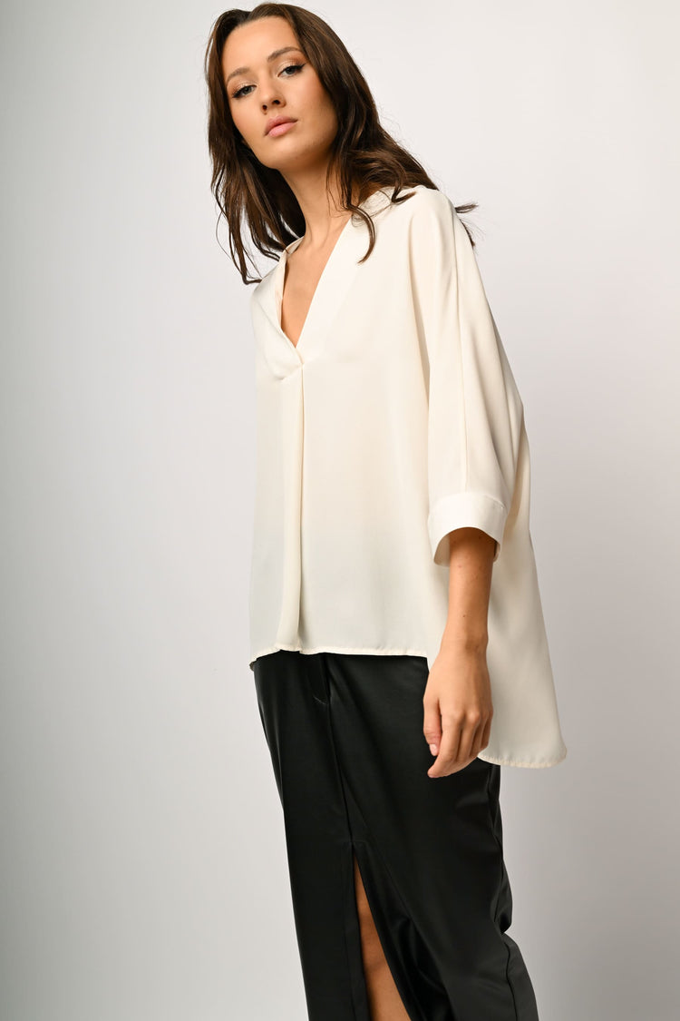 V-neck asymmetric blouse