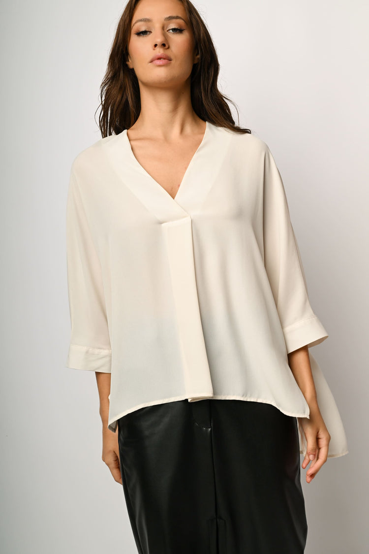 V-neck asymmetric blouse