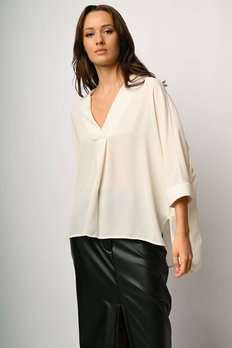 V-neck asymmetric blouse
