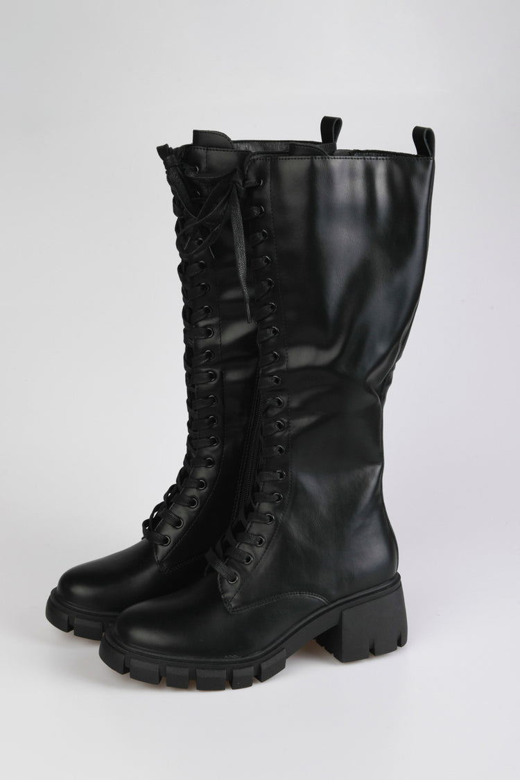 Faux leather lace-up boots