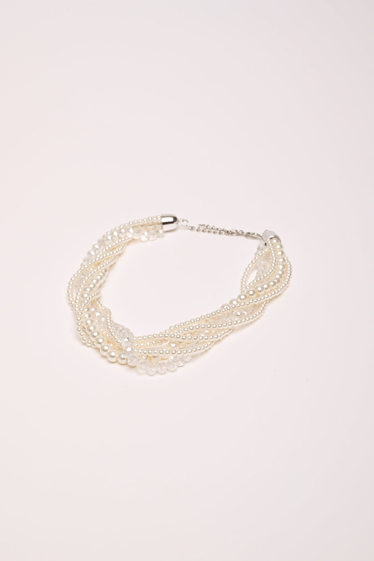 Multi-strand woven beads necklace