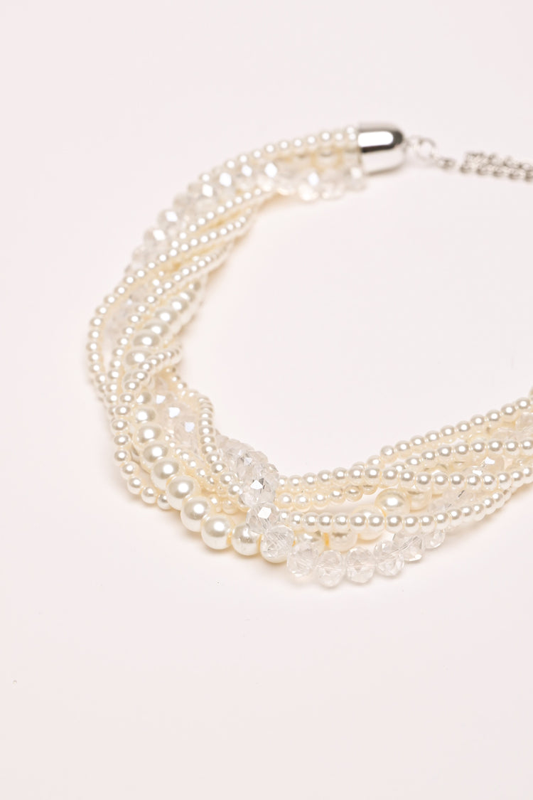Multi-strand woven beads necklace