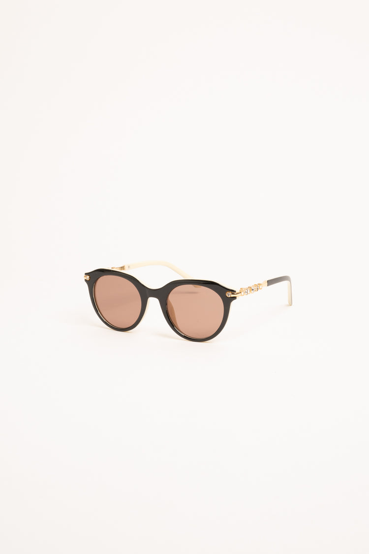 Black rhinestones rounded sunglasses