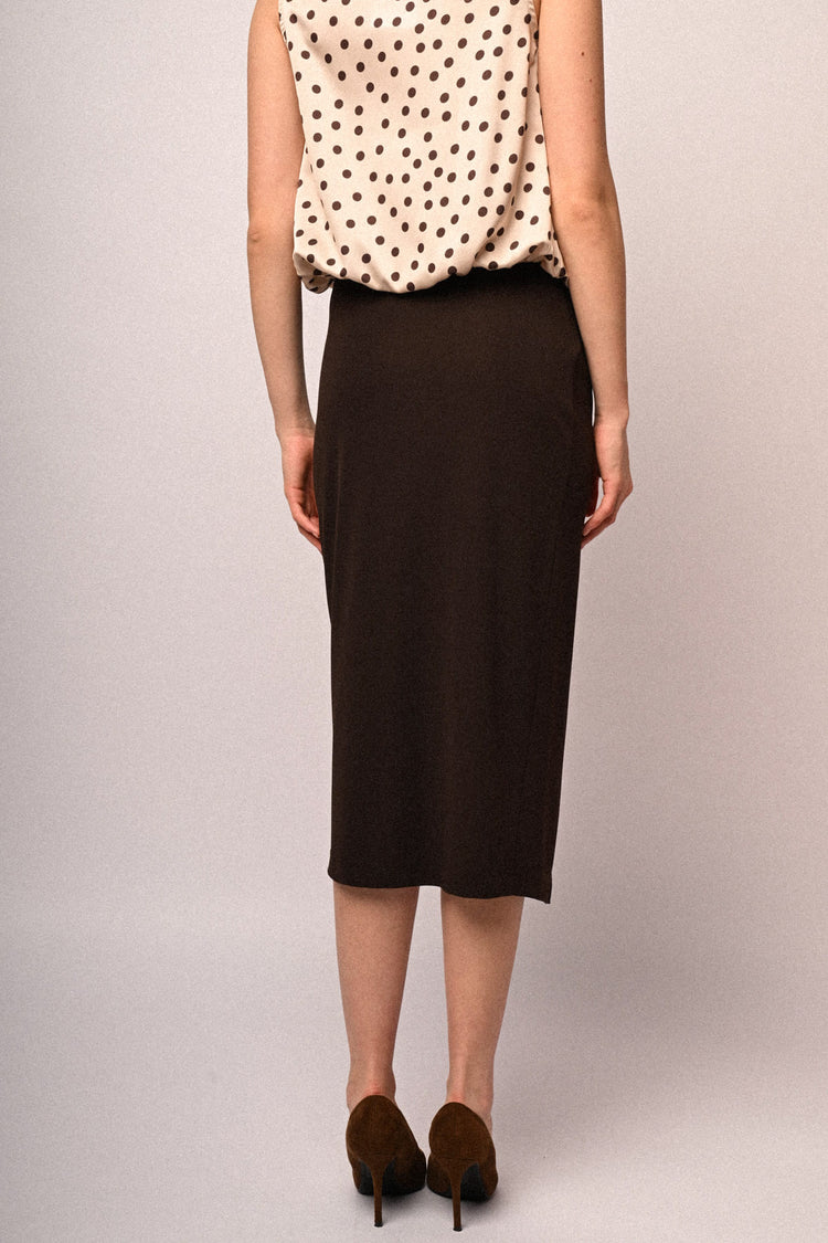 Gathered wrap midi skirt