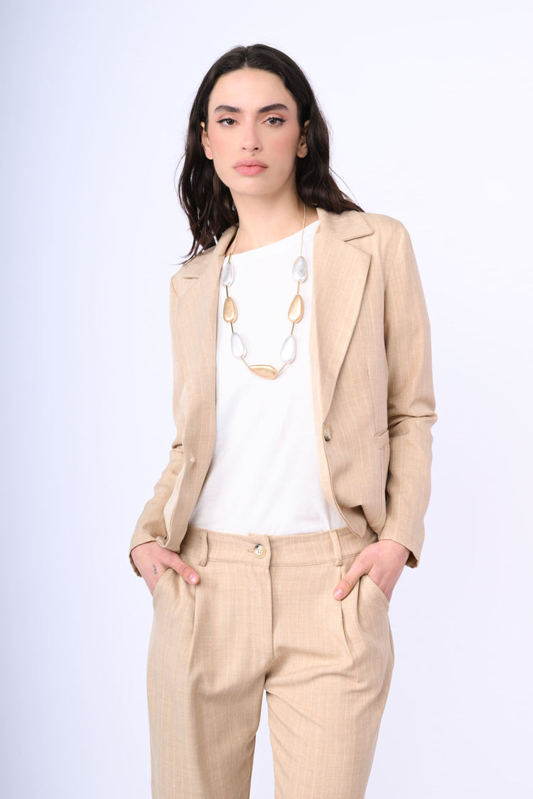 Pinstriped single-breasted blazer