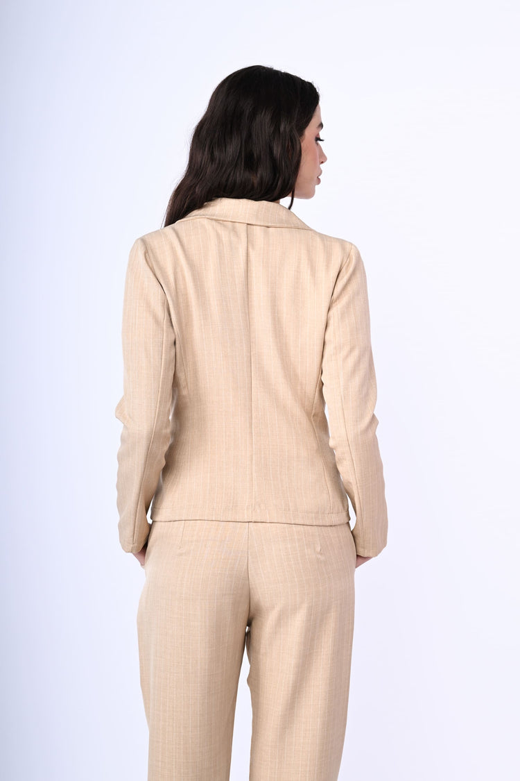 Pinstriped single-breasted blazer