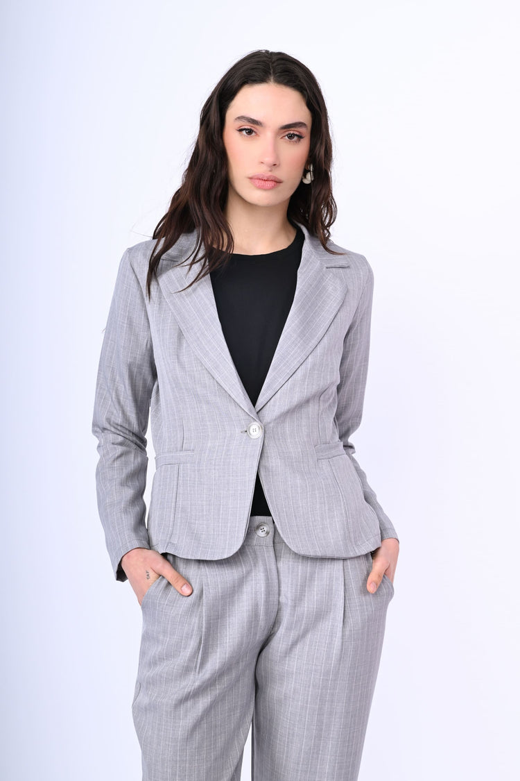 Pinstriped single-breasted blazer