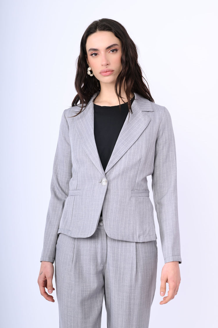 Pinstriped single-breasted blazer