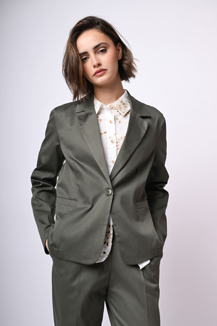 Cotton single-breasted blazer