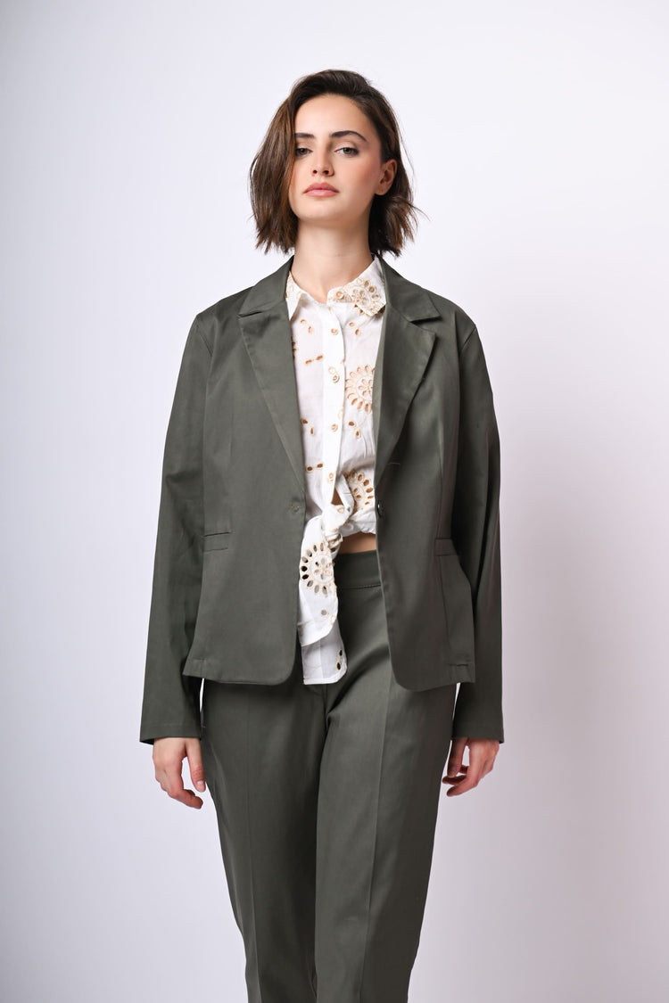 Cotton single-breasted blazer