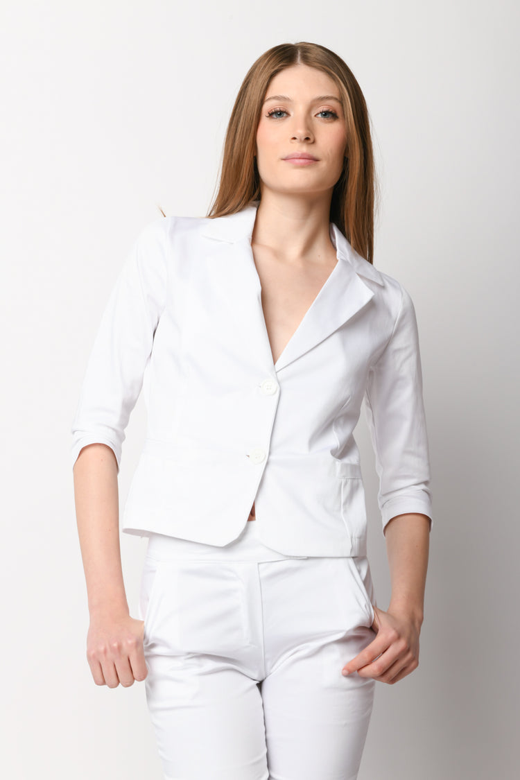Stretch cotton single-breasted blazer