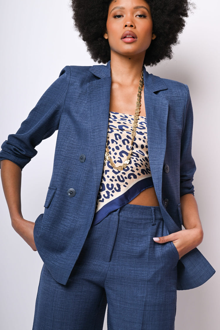 Double-breasted open blazer