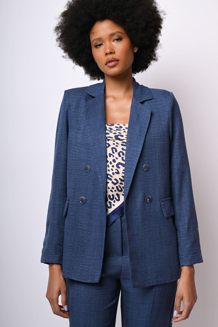 Double-breasted open blazer